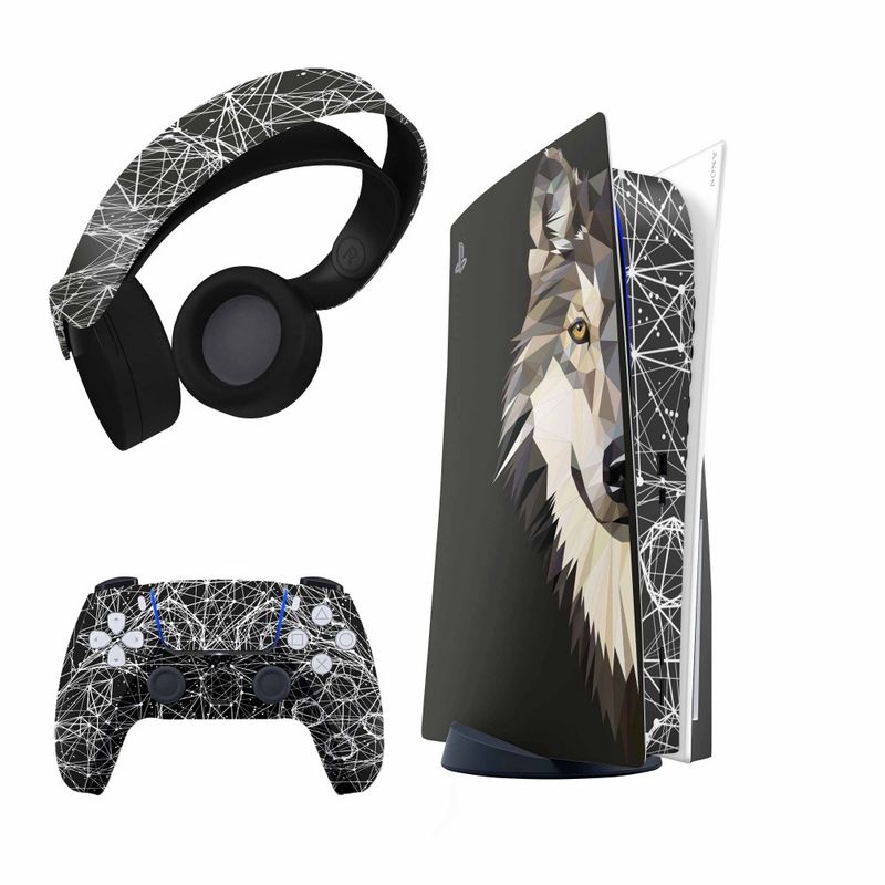برچسب کنسول و دسته و هدفون ps5 هاماگراف مدل گرگ